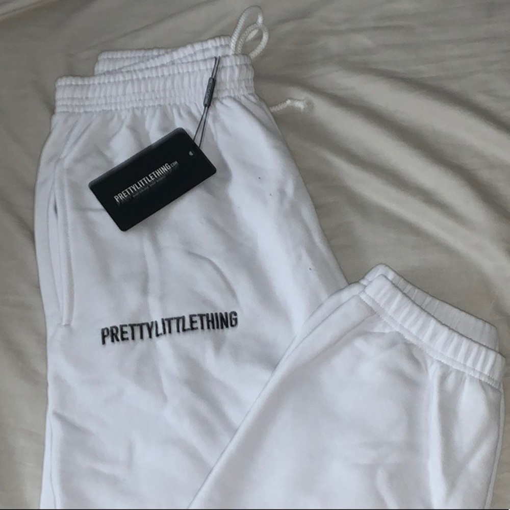 PrettyLittleThing White Track Pants